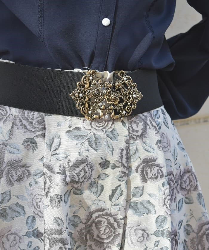 Rose Bouquet Buckle Thick Belt