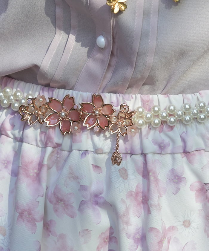 Sakura Decoration Pearl Elastic Belt