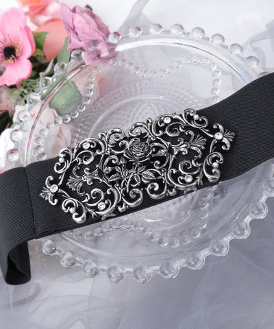 Rose Motif Wide Elastic Belt