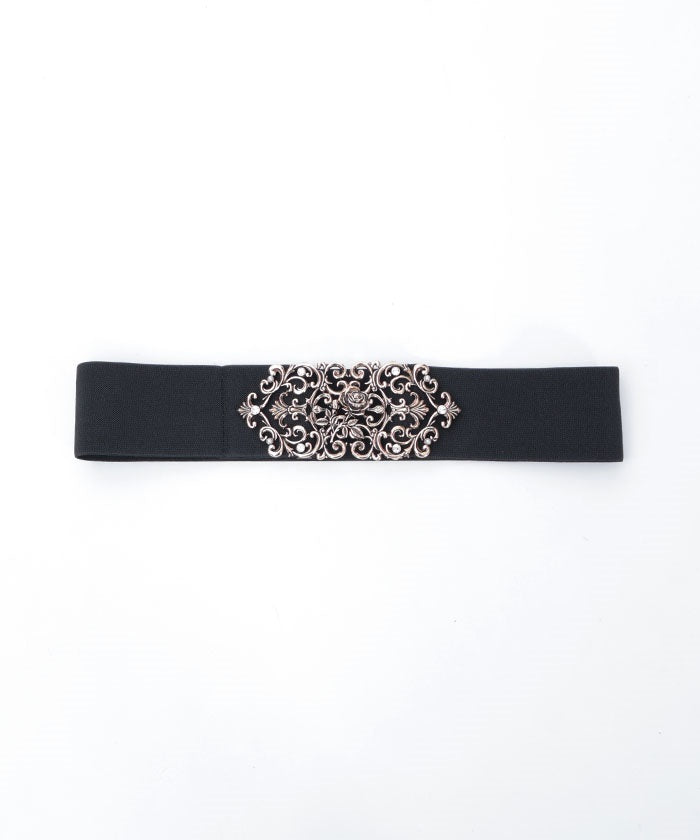 Rose Motif Wide Elastic Belt