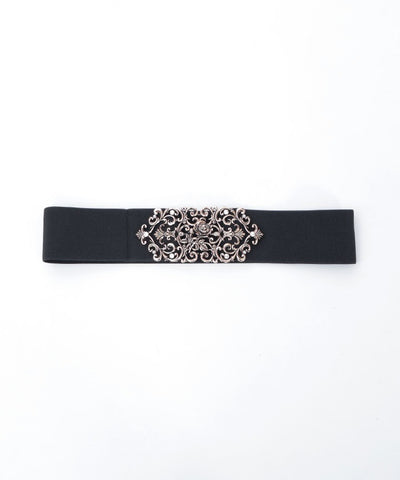 Rose Motif Wide Elastic Belt