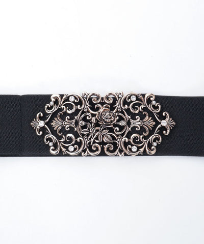 Rose Motif Wide Elastic Belt