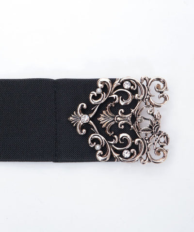 Rose Motif Wide Elastic Belt