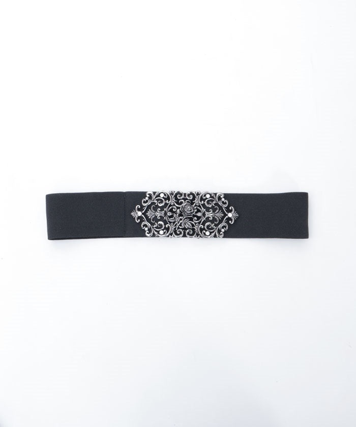 Rose Motif Wide Elastic Belt