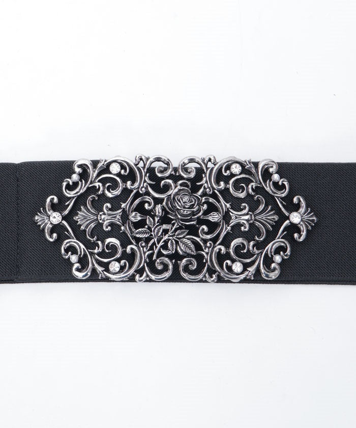 Rose Motif Wide Elastic Belt