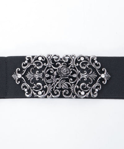 Rose Motif Wide Elastic Belt