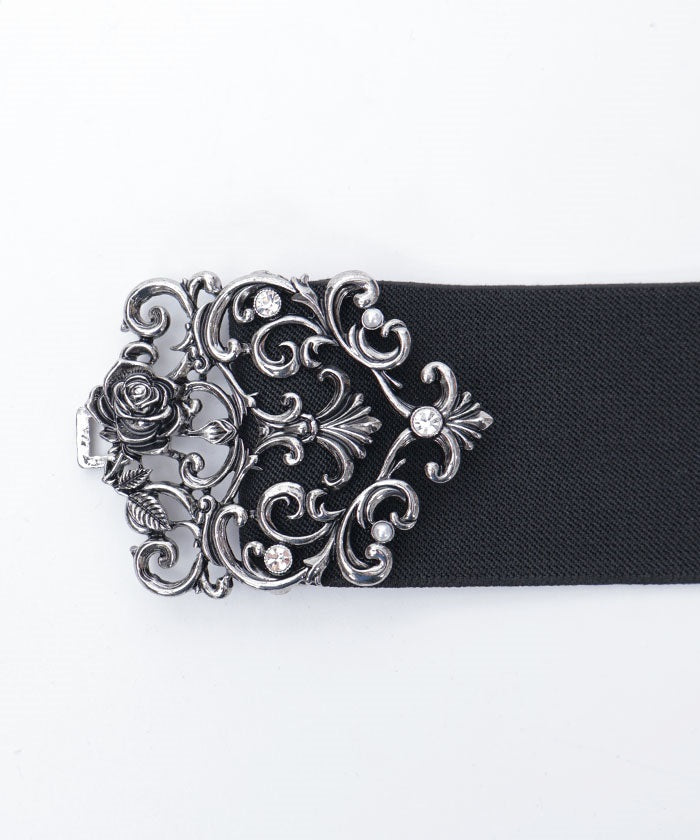 Rose Motif Wide Elastic Belt