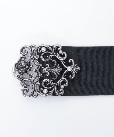 Rose Motif Wide Elastic Belt