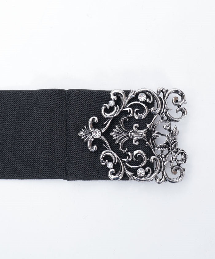 Rose Motif Wide Elastic Belt