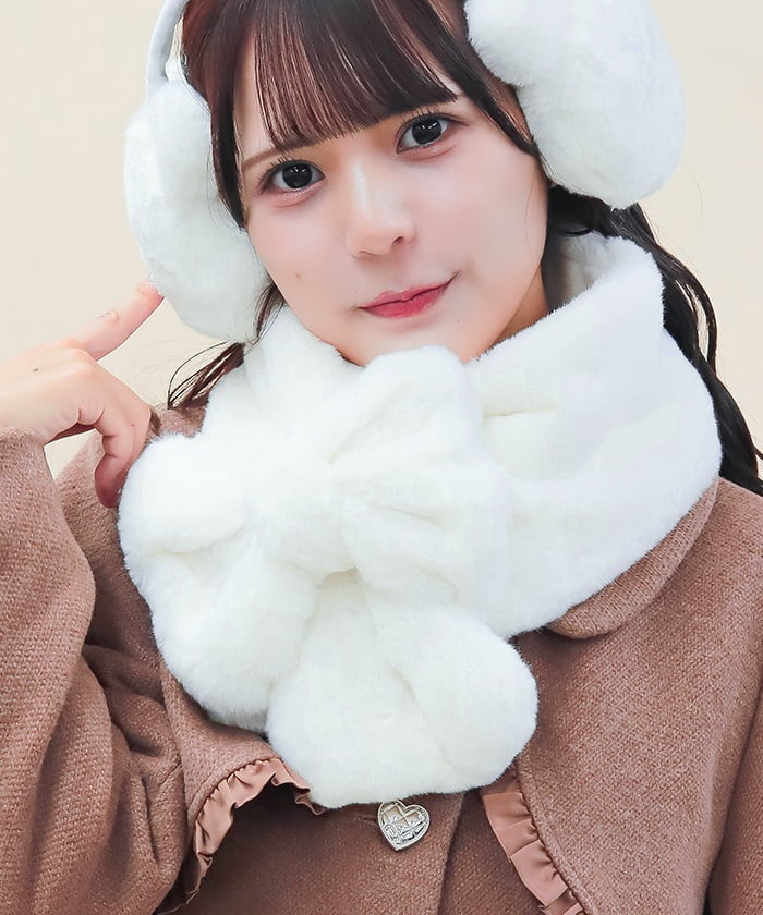 Ribbon Fur Scarf – axes femme from JAPAN