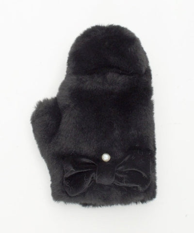 Velour Ribbon Fur Mittens