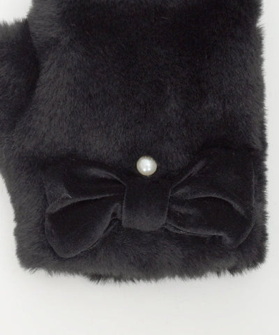 Velour Ribbon Fur Mittens