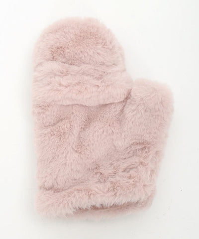 Velour Ribbon Fur Mittens