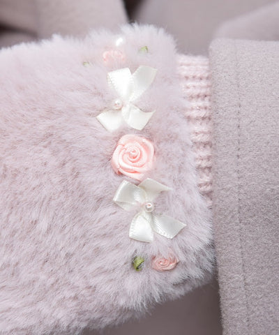 Ribbon Rose & Ribbon Fur Gloves