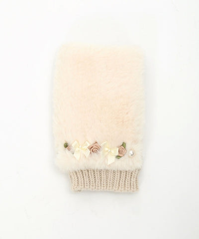 Ribbon Rose & Ribbon Fur Gloves