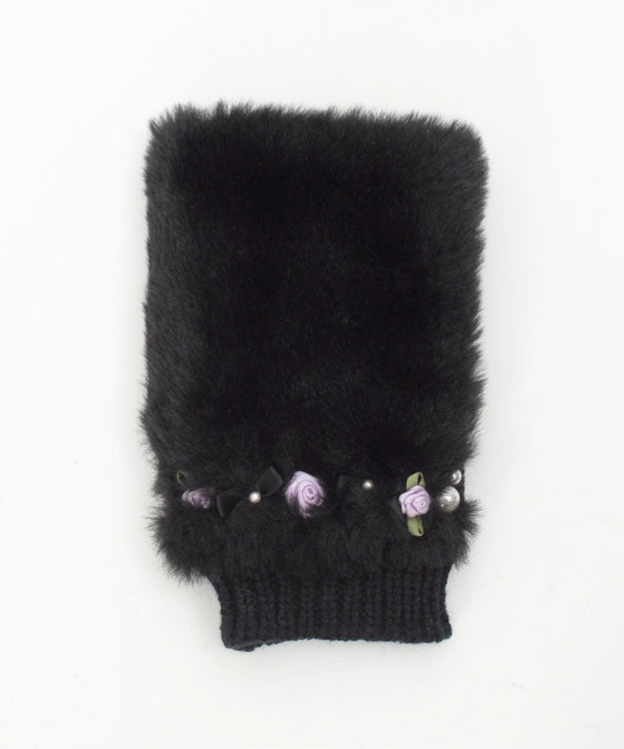 Ribbon Rose & Ribbon Fur Gloves