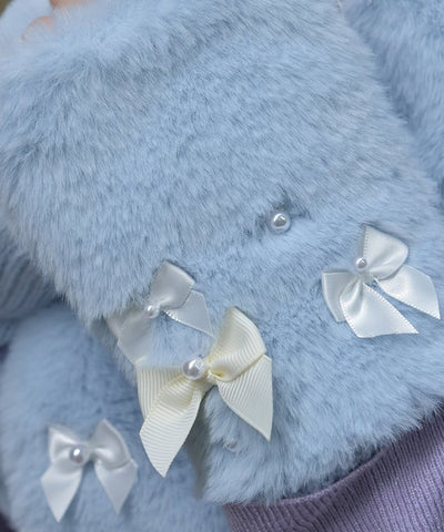 Assorted Ribbon Fur Gloves