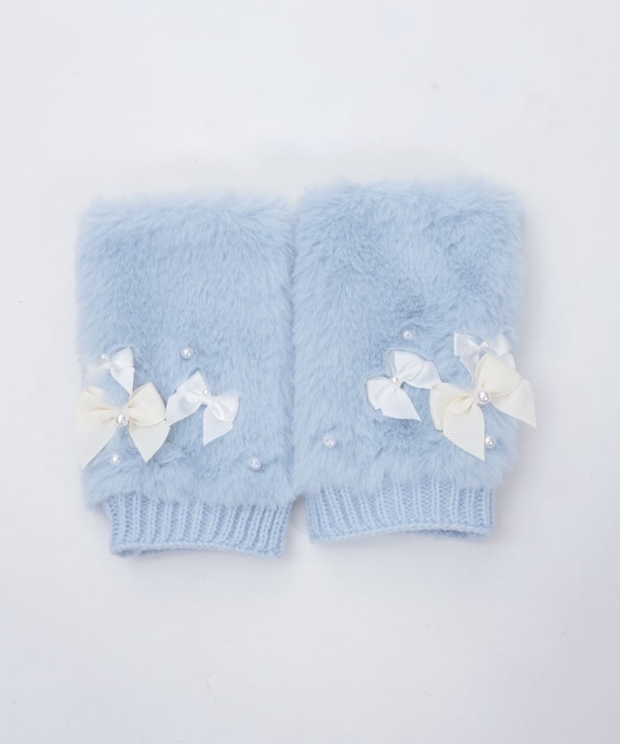Assorted Ribbon Fur Gloves