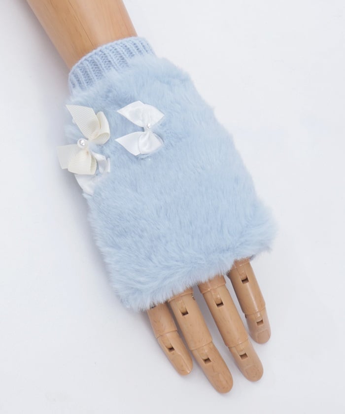 Assorted Ribbon Fur Gloves