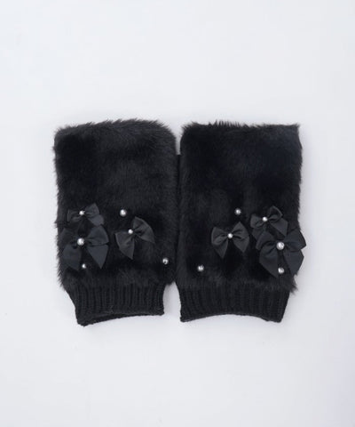 Assorted Ribbon Fur Gloves