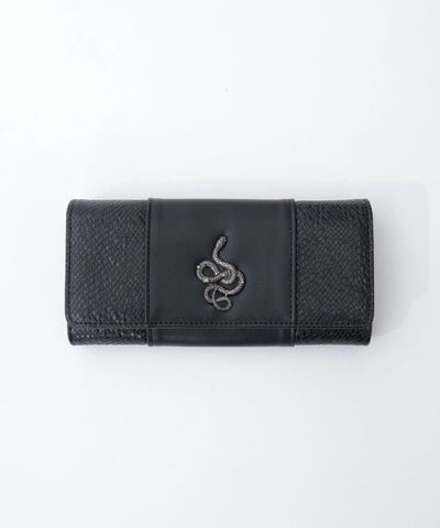 Snake Motif Metal Parts Long Wallet