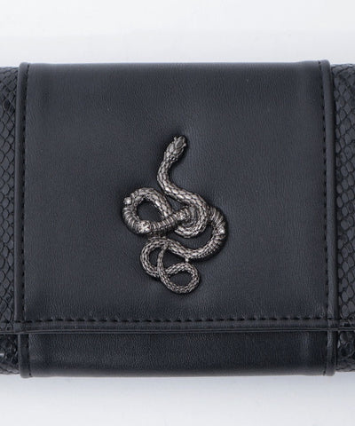 Snake Motif Metal Parts Long Wallet