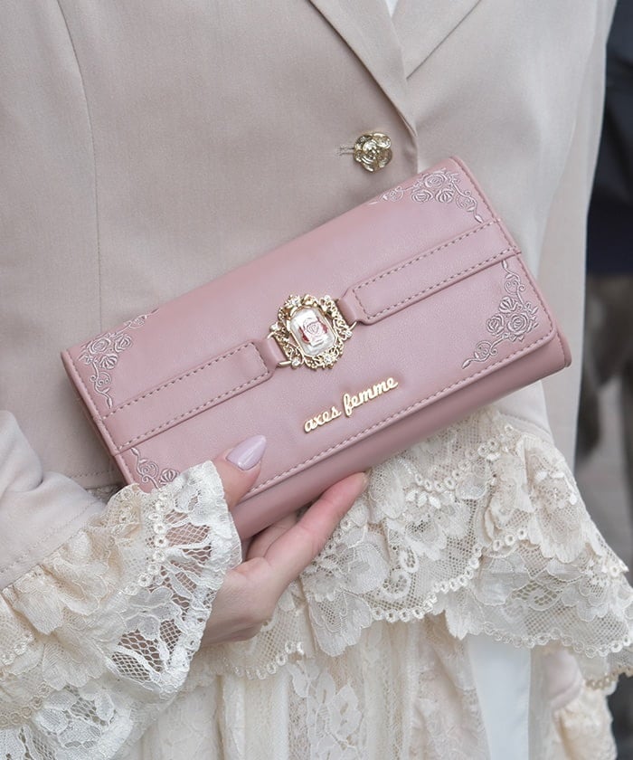 Encased Rose Motif Long Wallet – axes femme from JAPAN