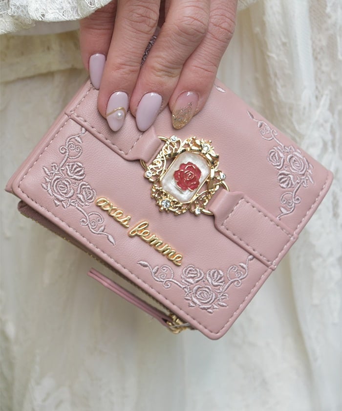 Encased Rose Motif Mini Wallet – axes femme from JAPAN