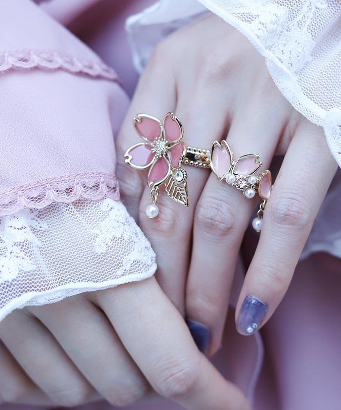 Sakura Motif Ring Set – axes femme from JAPAN