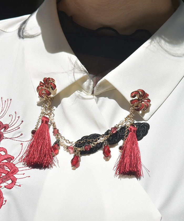 Higanbana Earrings & Collar Clip