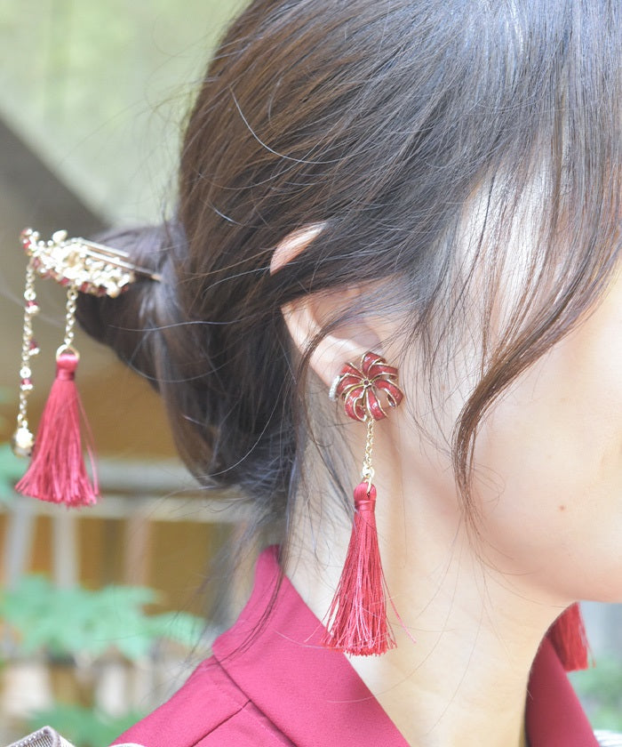 Higanbana Earrings & Collar Clip