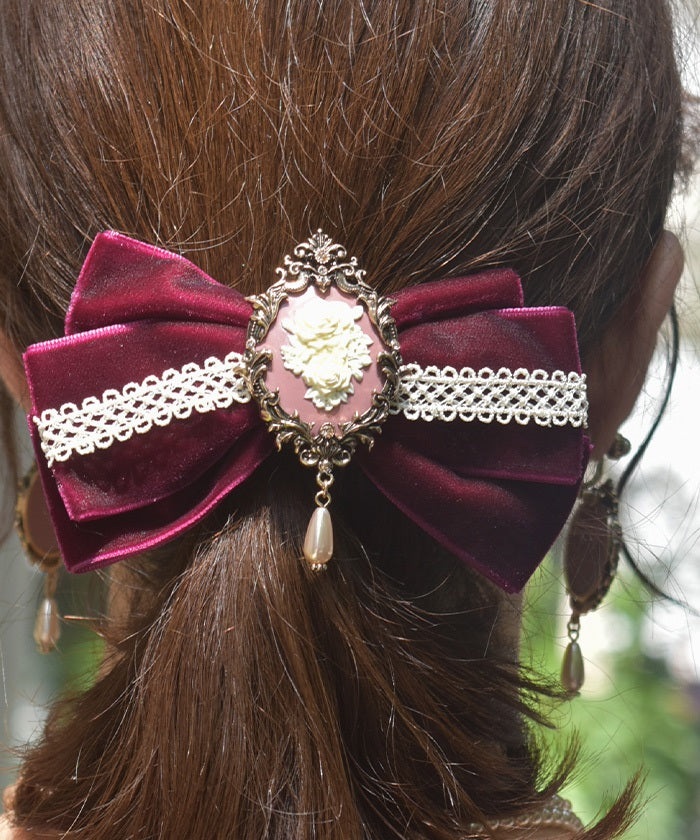 Lumignon ♥ Pink tweed ribbon hair clip Victorian Ribbon Clip – axes femme from JAPAN