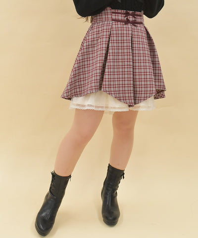 Irregular Hem Plaid Skort