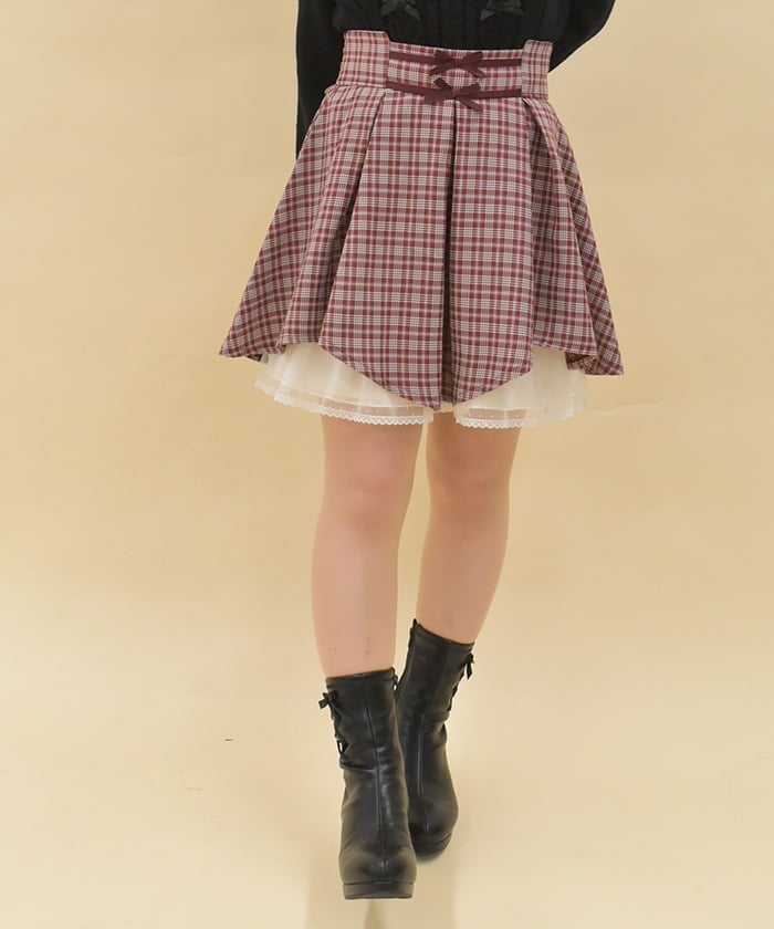 Irregular Hem Plaid Skort