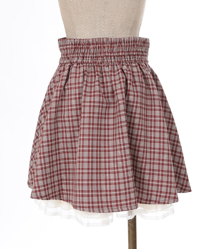 Irregular Hem Plaid Skort