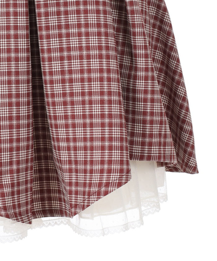 Irregular Hem Plaid Skort