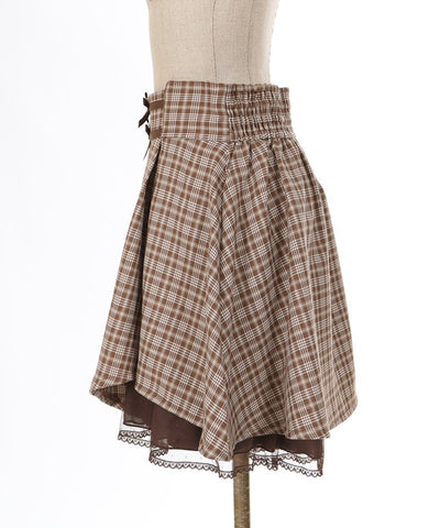 Irregular Hem Plaid Skort