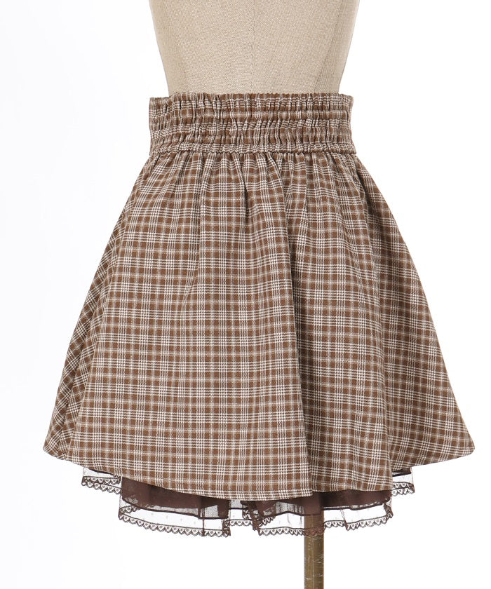 Irregular Hem Plaid Skort