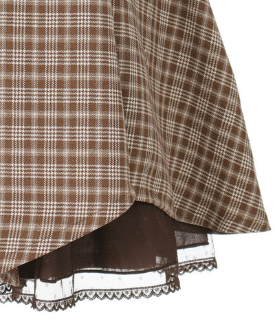 Irregular Hem Plaid Skort