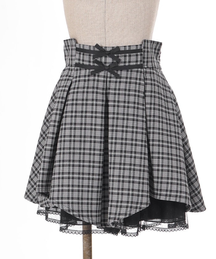 Irregular Hem Plaid Skort