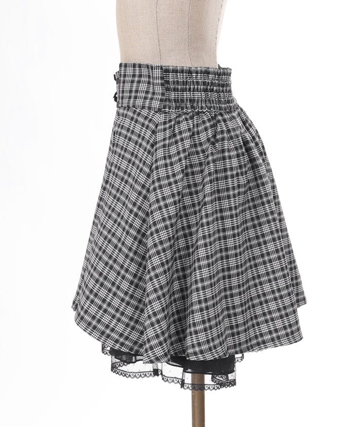 Irregular Hem Plaid Skort