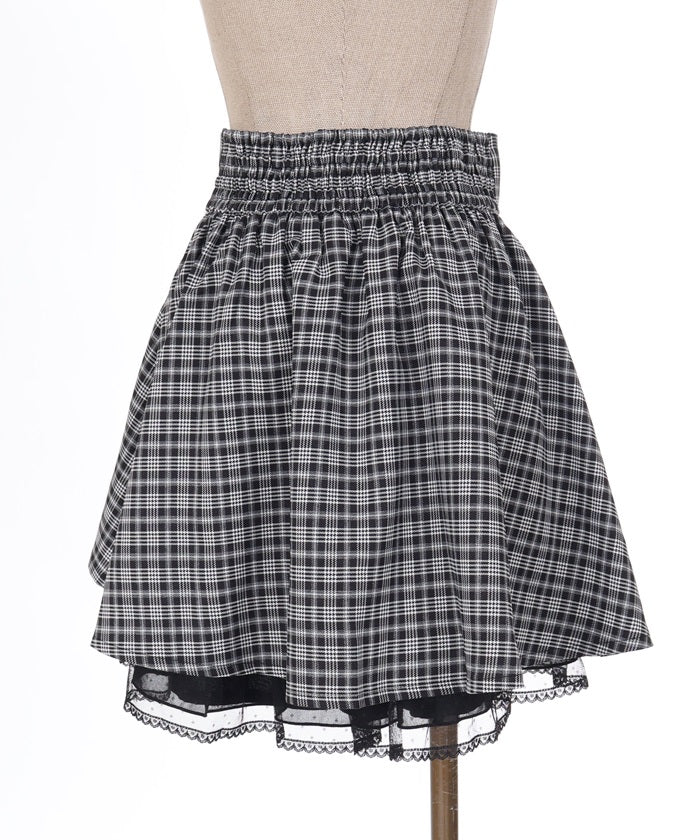 Irregular Hem Plaid Skort