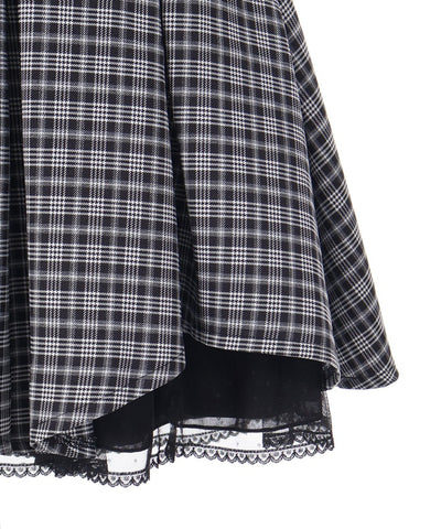 Irregular Hem Plaid Skort