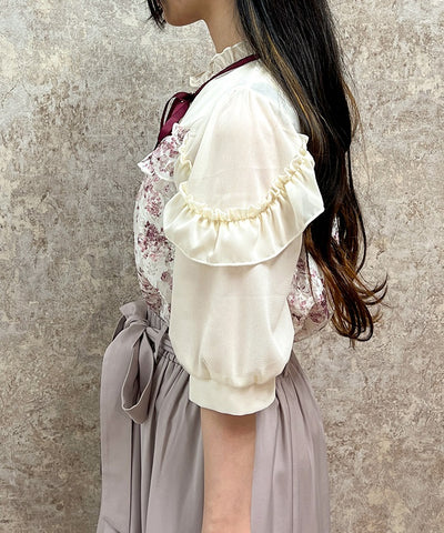 Toile de Jouy Style Lace Pullover