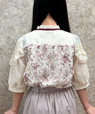 Toile de Jouy Style Lace Pullover