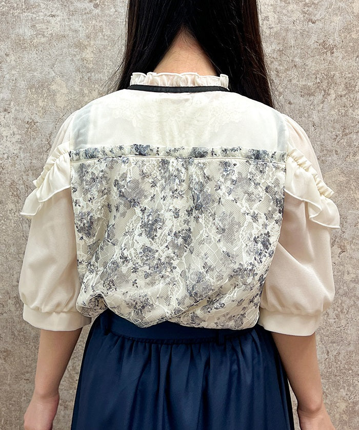 Toile de Jouy Style Lace Pullover