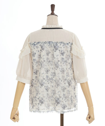 Toile de Jouy Style Lace Pullover