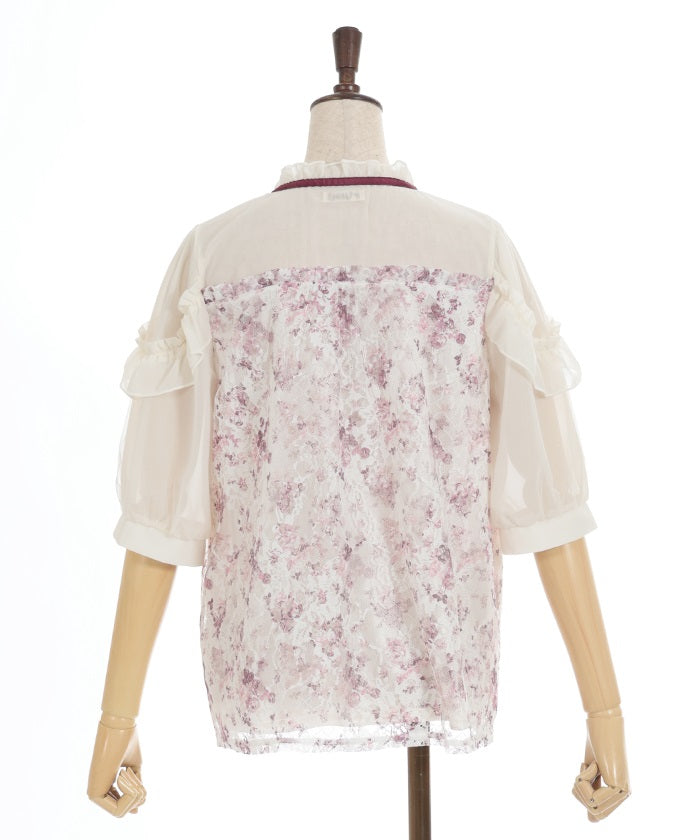 Toile de Jouy Style Lace Pullover