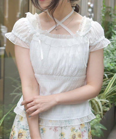 Cloqué Jacquard Top with Rose