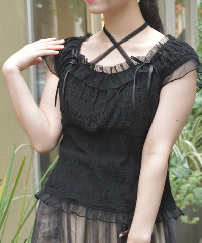 Cloqué Jacquard Top with Rose